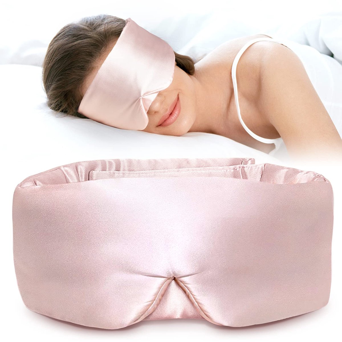 Slaapmasker - Van 100% 22 Momme Pure Moerbeizijde - Gewatteerd met Verstelbare Hoofdband - Voor Vrouwen en Mannen