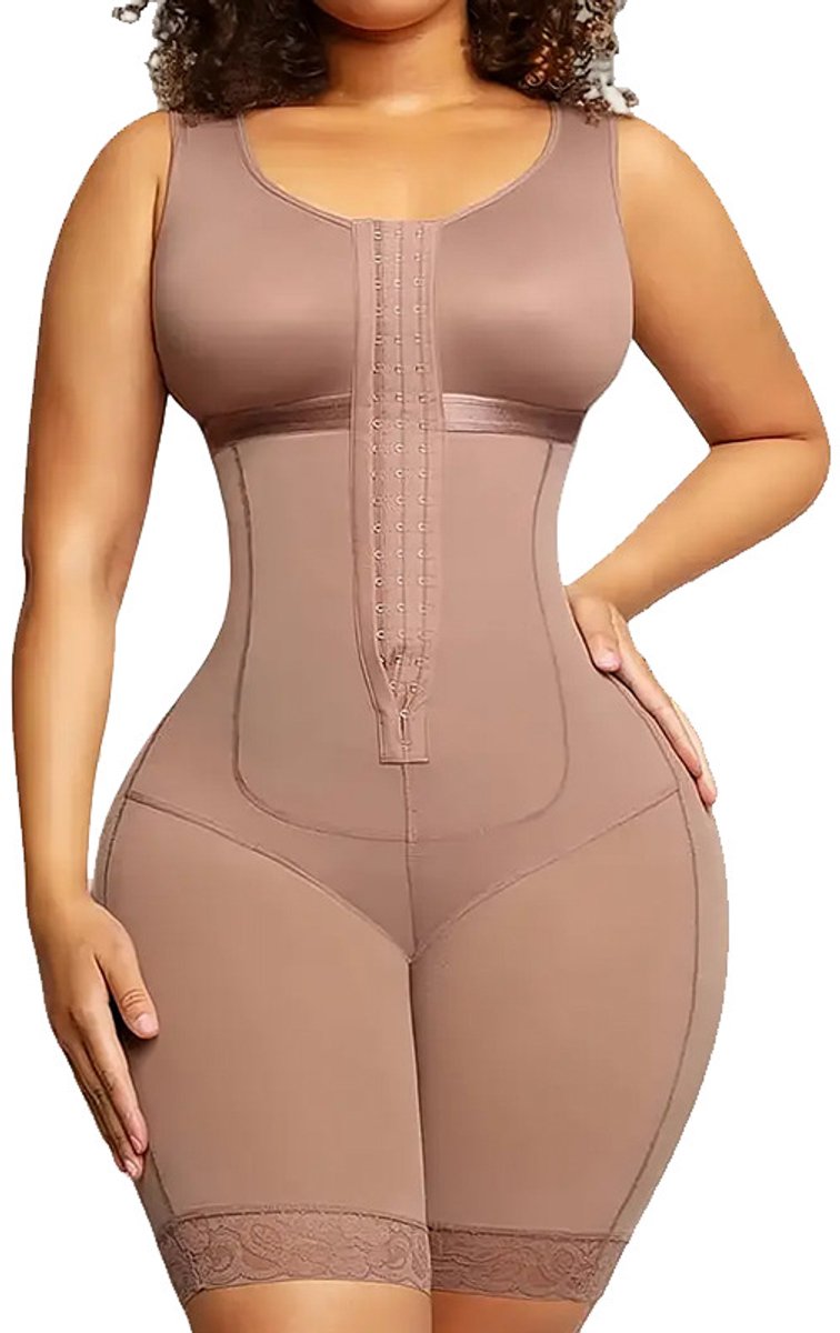 One-piece corrigerende lingerie - korset - buikcontrole - billift - strakke vormende kleding - lichaamvormende lingerie - rits tussen de benen -Roodpaars, maat L