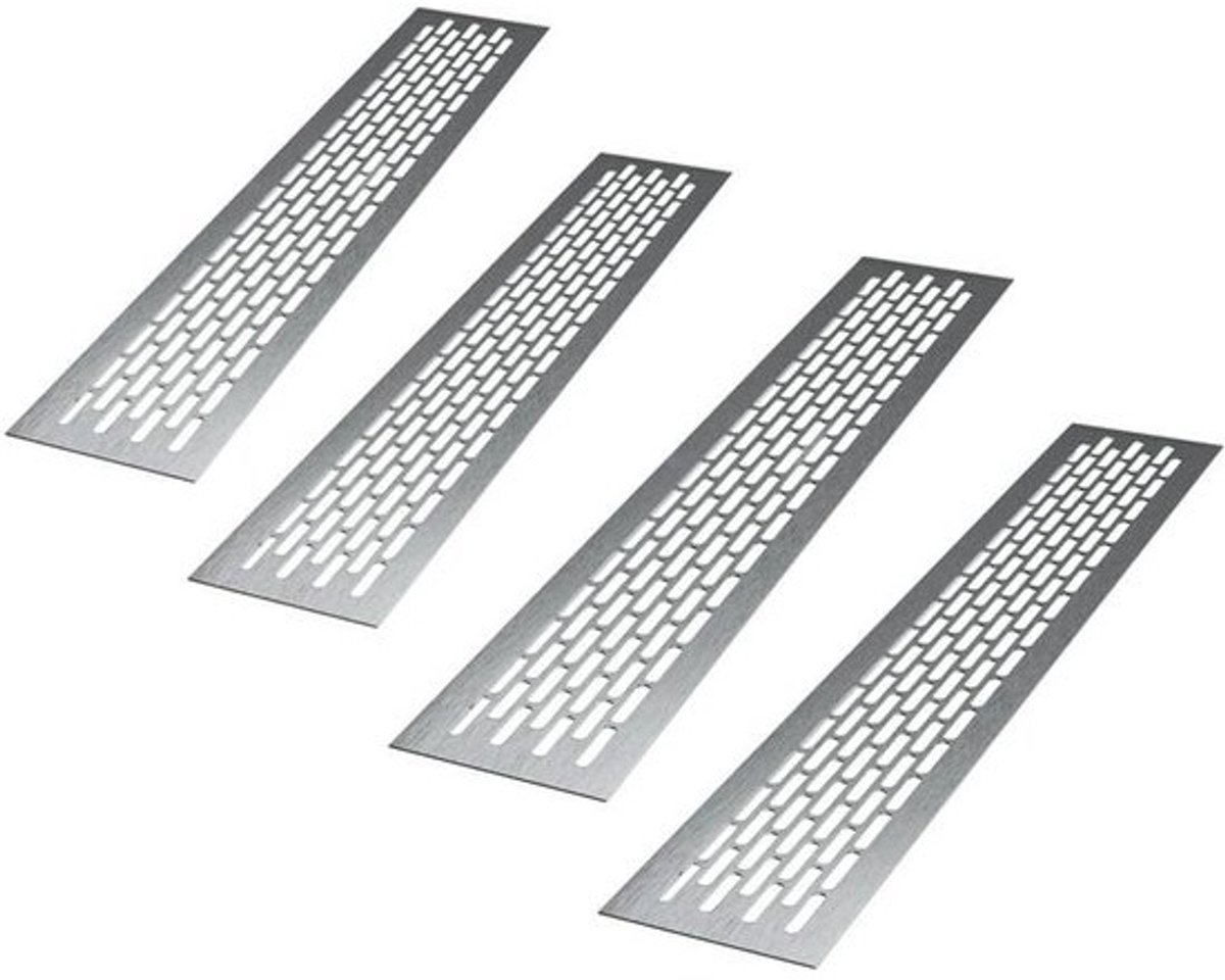 Ventilatierooster Aluminium - Afvoerrooster Plint - Meubels Ventileren - Geborsteld Oppervlak - 80 x 8 cm - Inox