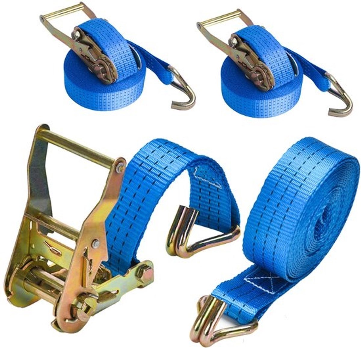 Zware Spanbanden 2000 kg, 6 m, met 2-delige Ratel en Haken, Ratelriem en Sjorbanden, 38 mm, 2 Stuks