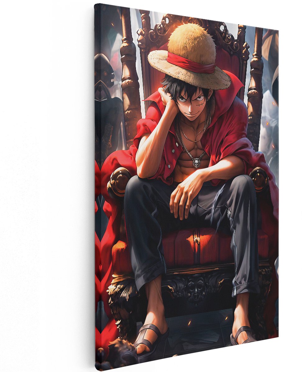 Artaza Canvas Schilderij Luffy One Piece - 120x180 cm - Groot - Wanddecoratie Anime - Muurdecoratie Slaapkamer Jongen - Schilderijen Piratenkoning
