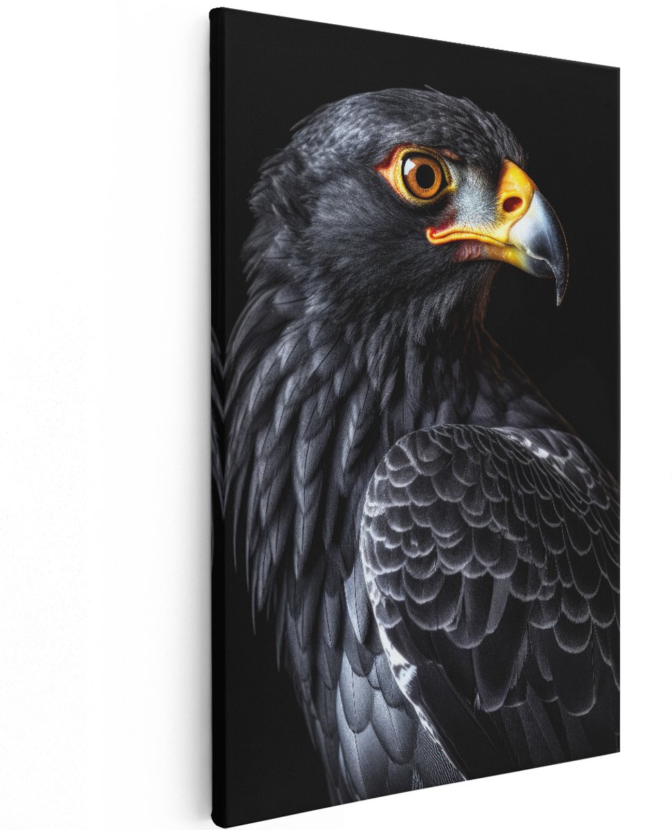 Artaza Canvas Schilderij Arend - 120x180 cm - Groot - Wanddecoratie Vogels - Muurdecoratie Roofvogel - Decoratie Dieren - Zwart