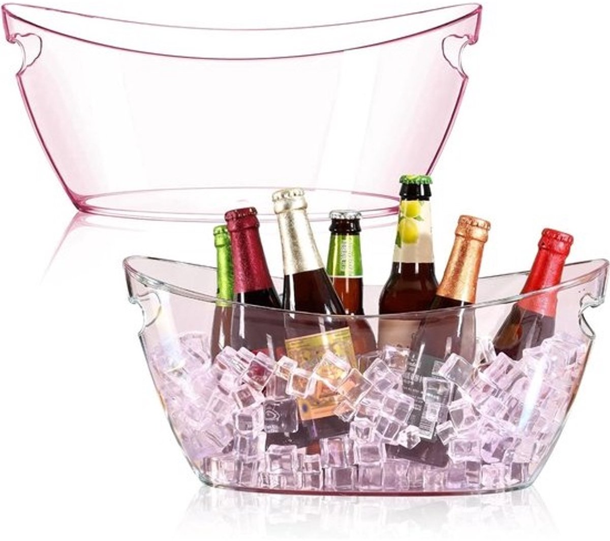 Ijsemmer 2 stuks - Drankkoeler Acryl - Feestelijke Dranken Koelen - Extra Grote Capaciteit - 5.5 Liter - Roze