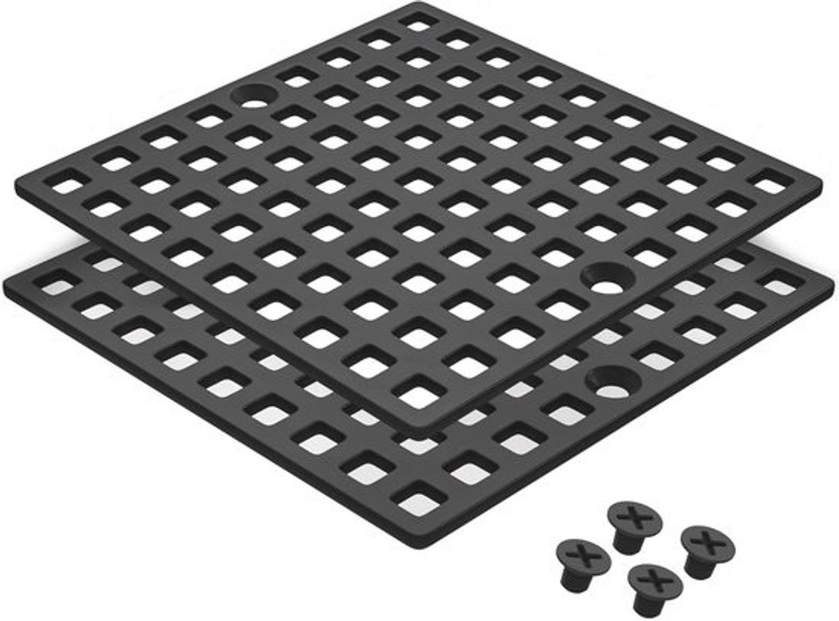 2x 10cm Matzwarte Vierkante Doucheput Afdekking Vloerput Vervanging - Haarvanger van RVS