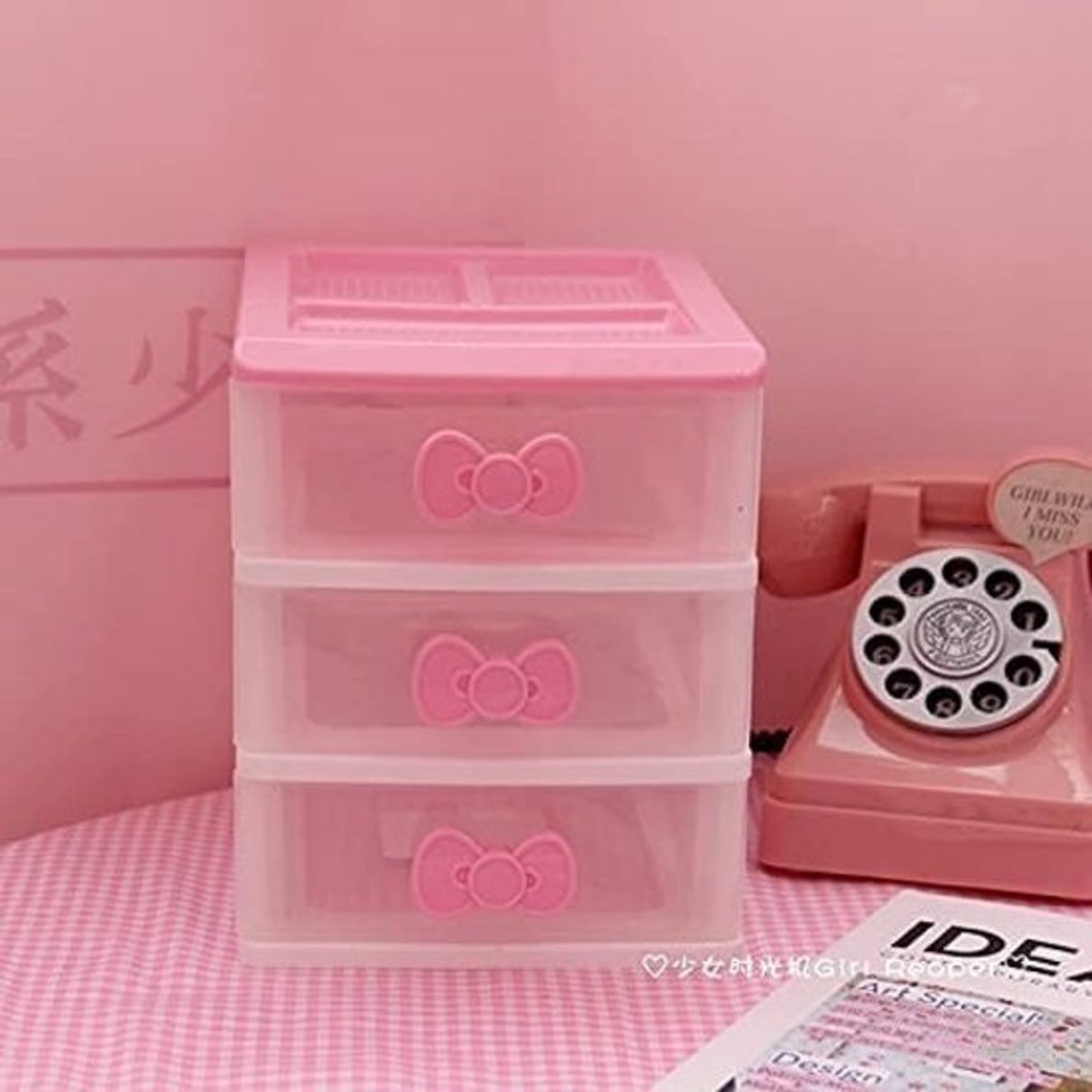 Kawaii Make-up en Bureau Organizer met 3 Lagen - Kamer Accessoires