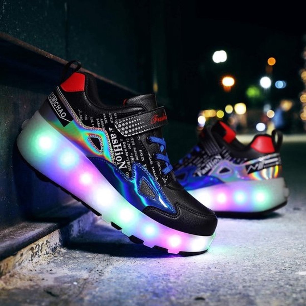 Oplaadbare LED Skate Schoenen met Wieltjes - 7 Kleuren Knipperend Licht