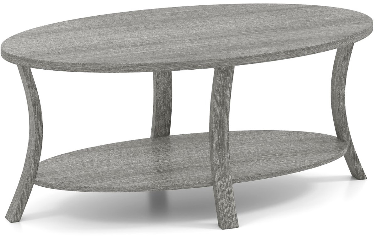 SureDeal® - Salontafel - Ovaal - Opbergruimte Woonkamer Tafel - 111x60,5x47 cm - Grijs