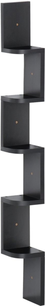 Hoekplank‑muur‑5‑niveaus‑zigzag‑vorm‑120cm‑hout‑zwart