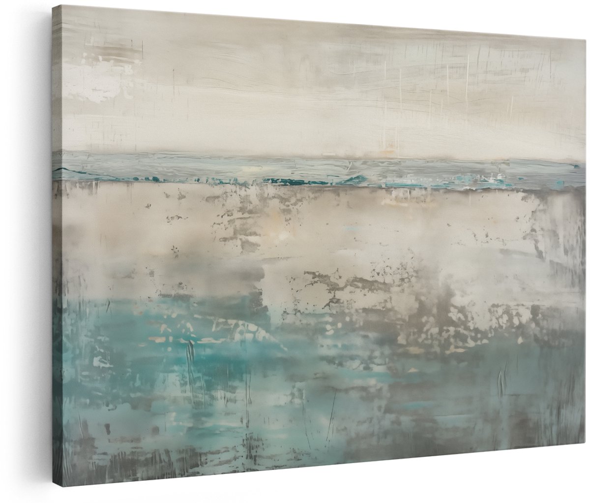 Artaza Canvas Schilderij Abstract Kunstwerk van de Oceaan - 180x120 cm - Groot - Wanddecoratie Woonkamer - Schilderijen - Muurdecoratie