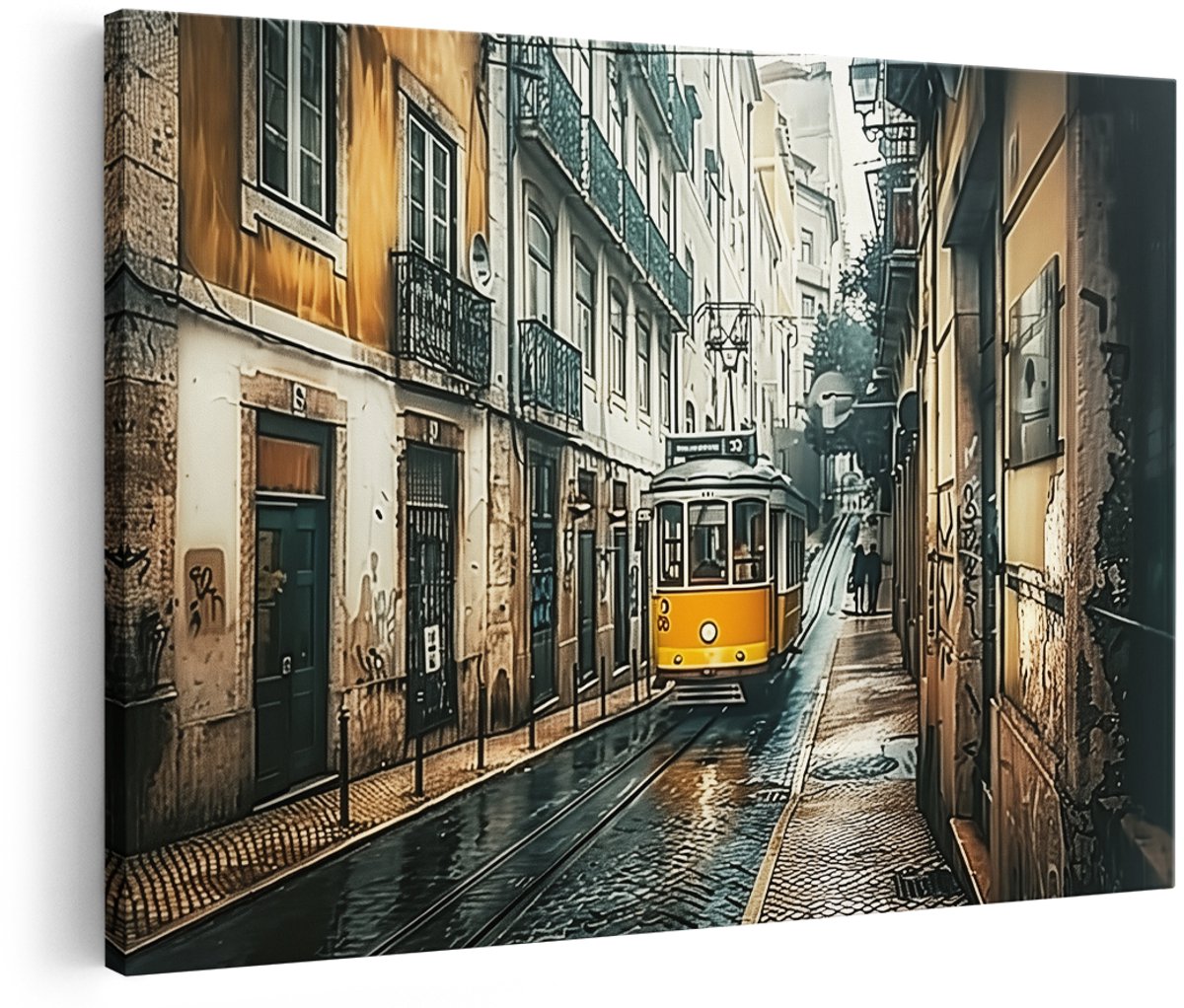 Artaza Canvas Schilderij Lissabon Portugal - 180x120 cm - Groot - Wanddecoratie Woonkamer - Schilderijen - Muurdecoratie