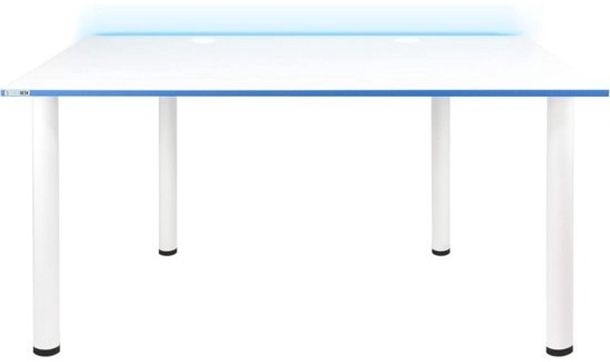 Ergonomisch Gaming Bureau met LED Verlichting voor PC en Thuiswerkplek, Wit/Blauw