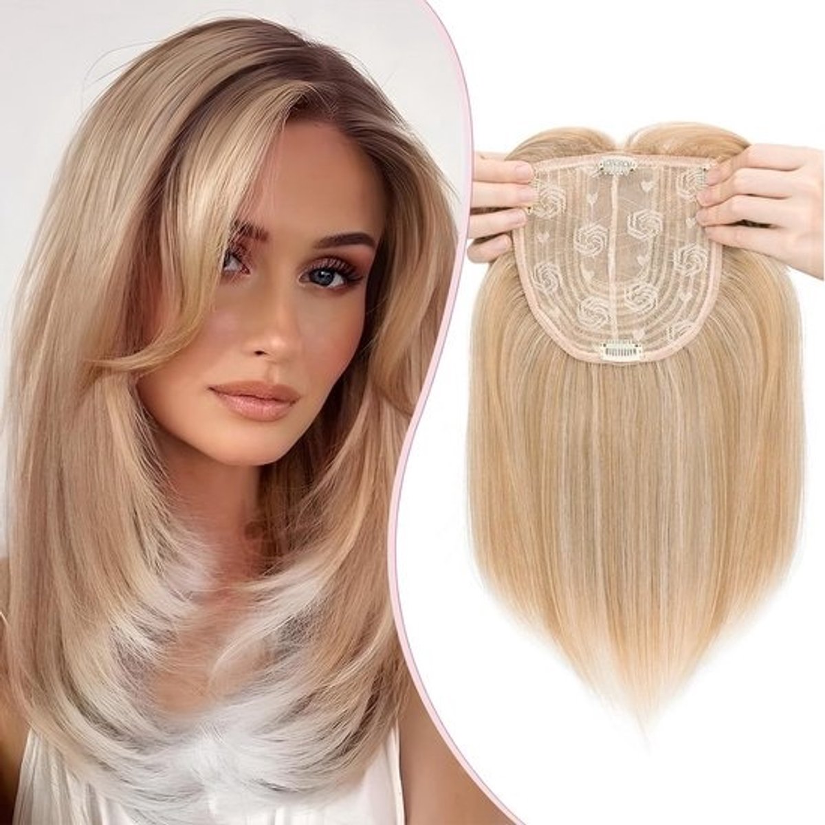 Haarstuk voor Vrouwen met Dunner Wordend Haar 35 cm Clip-in Synthetisch Haarstuk met Pony
