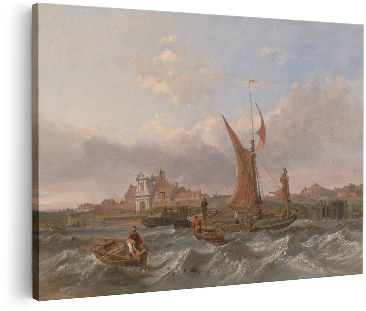 Artaza Canvas Schilderij Haven - 180x120 cm - Groot - Wanddecoratie Zeilboot - Muurdecoratie Klassiek Landschap - Schilderijen Op Canvas Zee