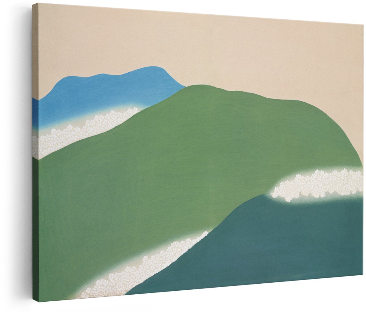 Artaza Canvas Schilderij Abstract Landschap - 180x120 cm - Groot - Wanddecoratie Japandi - Muurdecoratie Groene Heuvels - Decoratie Natuur - Groen