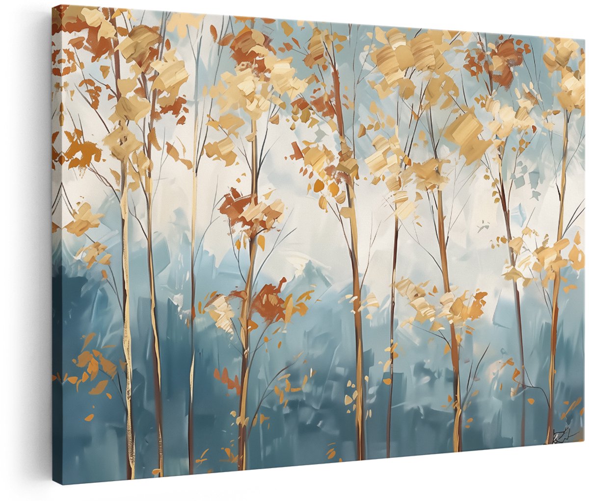 Artaza Canvas Schilderij Kunstwerk van Herfstbomen - Landschap - 180x120 cm - Groot - Wanddecoratie Woonkamer - Schilderijen - Muurdecoratie