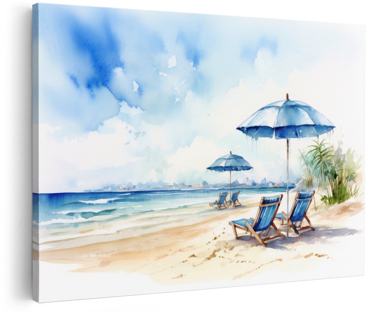 Artaza Canvas Schilderij Strand Zee - 180x120 cm - Groot - Wanddecoratie Landschap - Muurdecoratie Oceaan - Decoratie Woonkamer - Schilderijen Op Canvas