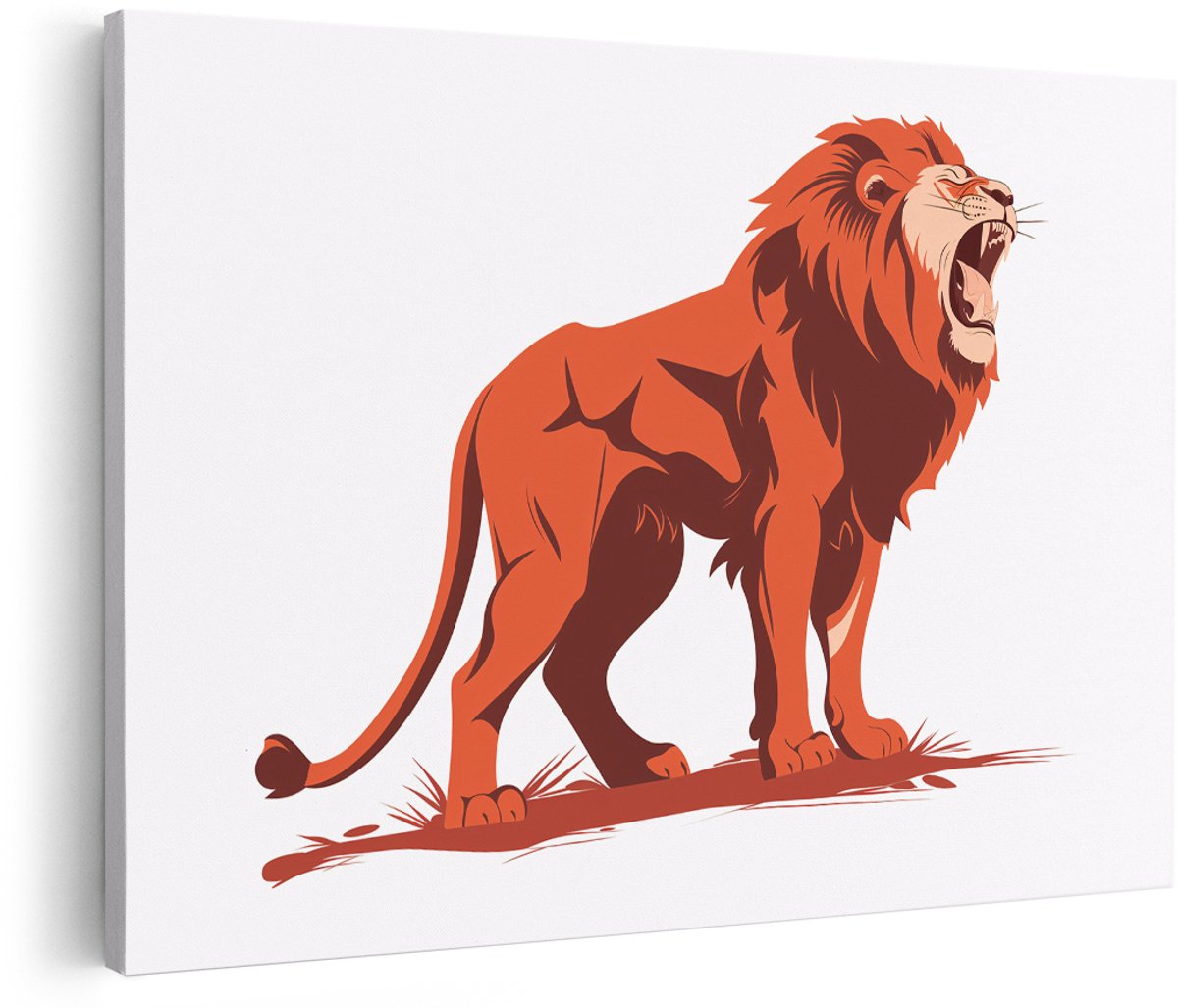 Artaza Canvas Schilderij Leeuw - 180x120 cm - Groot - Wanddecoratie Dieren - Muurdecoratie Jongenskamer - Decoratie Kinderkamer - Oranje