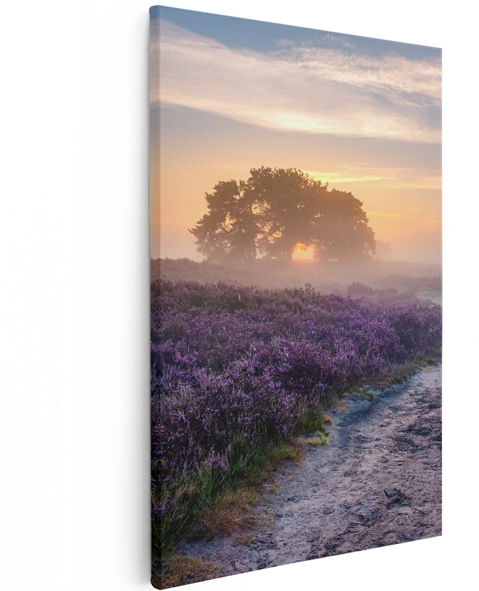 Artaza Canvas Schilderij Pad in de Weide van de Veluwe - 120x180 cm - Groot - Wanddecoratie Woonkamer - Schilderijen - Muurdecoratie