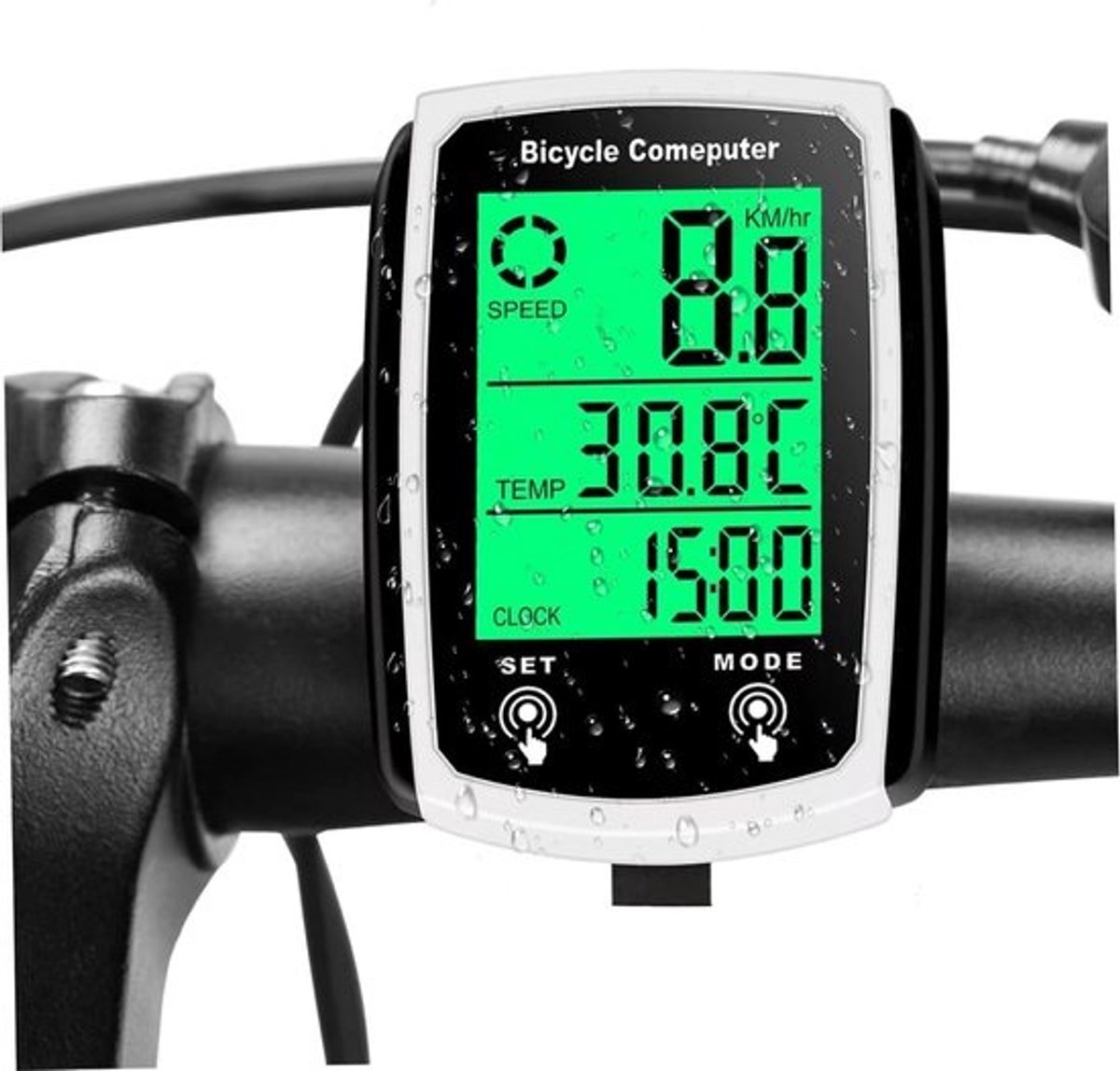 Draadloze Fietscomputer met LCD Display en Verlichting - Snelheidsmeter voor Racefiets en Mountainbike