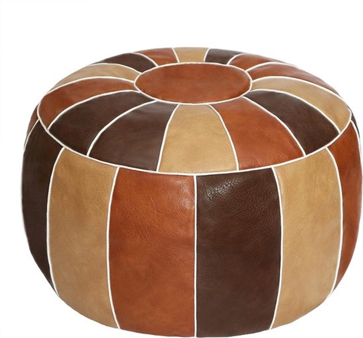 Ronde poef - Voetensteun opberger - Woonkamer Decoratie - Handgemaakt Kunstleer - 55 cm Diameter - Meerkleurig