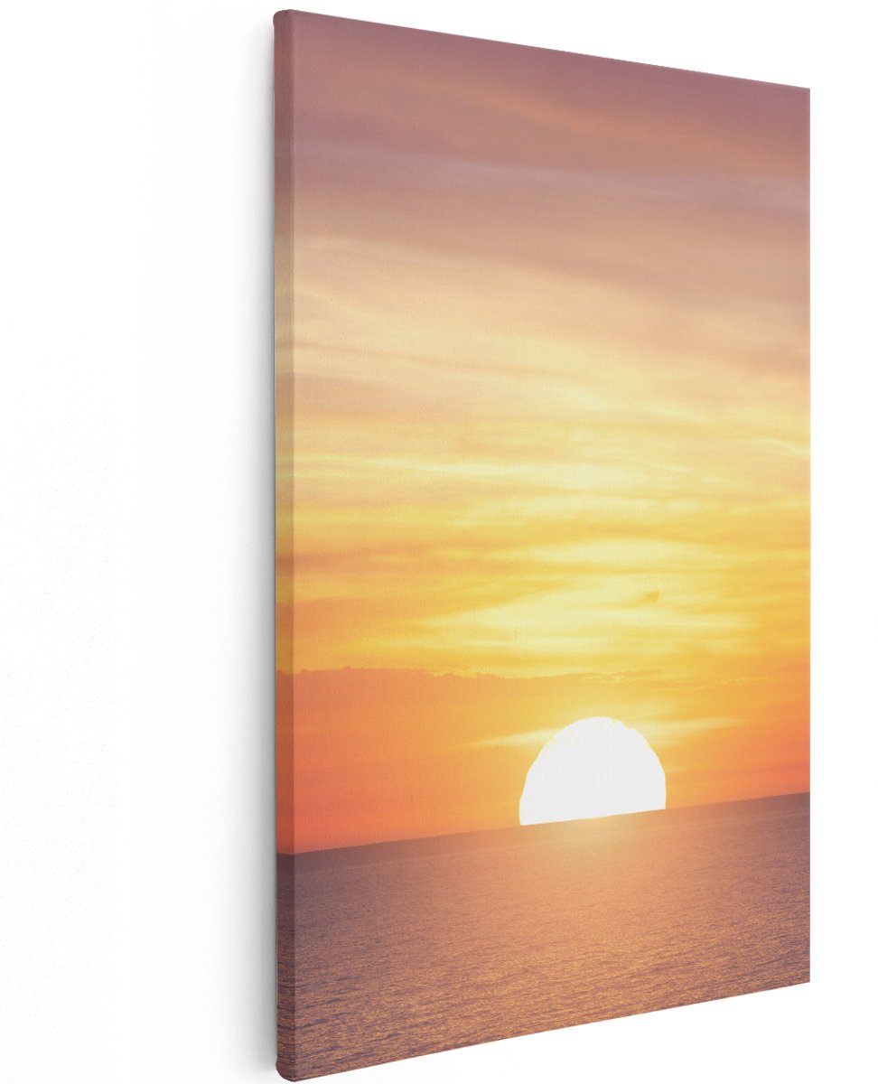 Artaza Canvas Schilderij Zonsondergang Op De Zee - 120x180 cm - Groot - Wanddecoratie Woonkamer - Schilderijen - Muurdecoratie