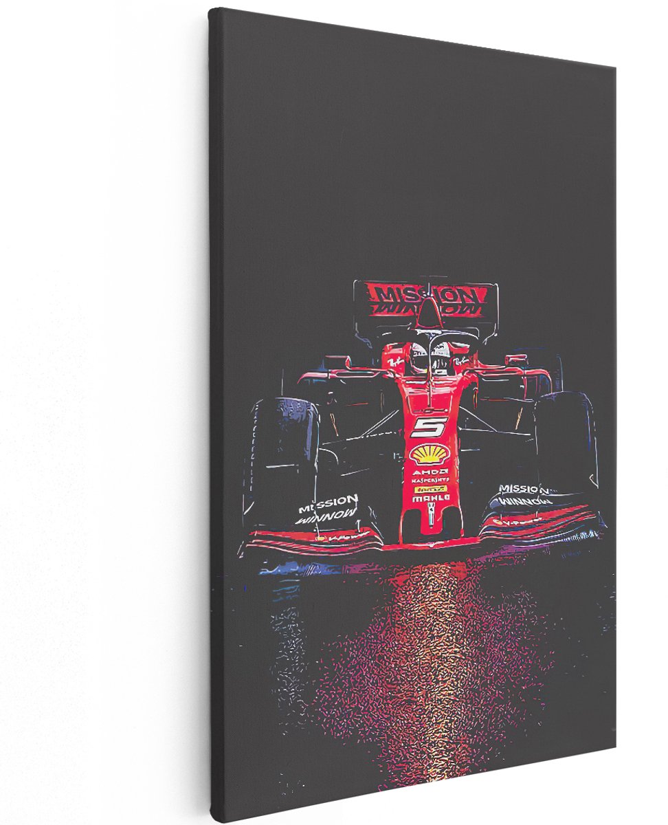 Artaza Canvas Schilderij Ferrari F1 Auto - 120x180 cm - Groot - Muurdecoratie - Canvas Print