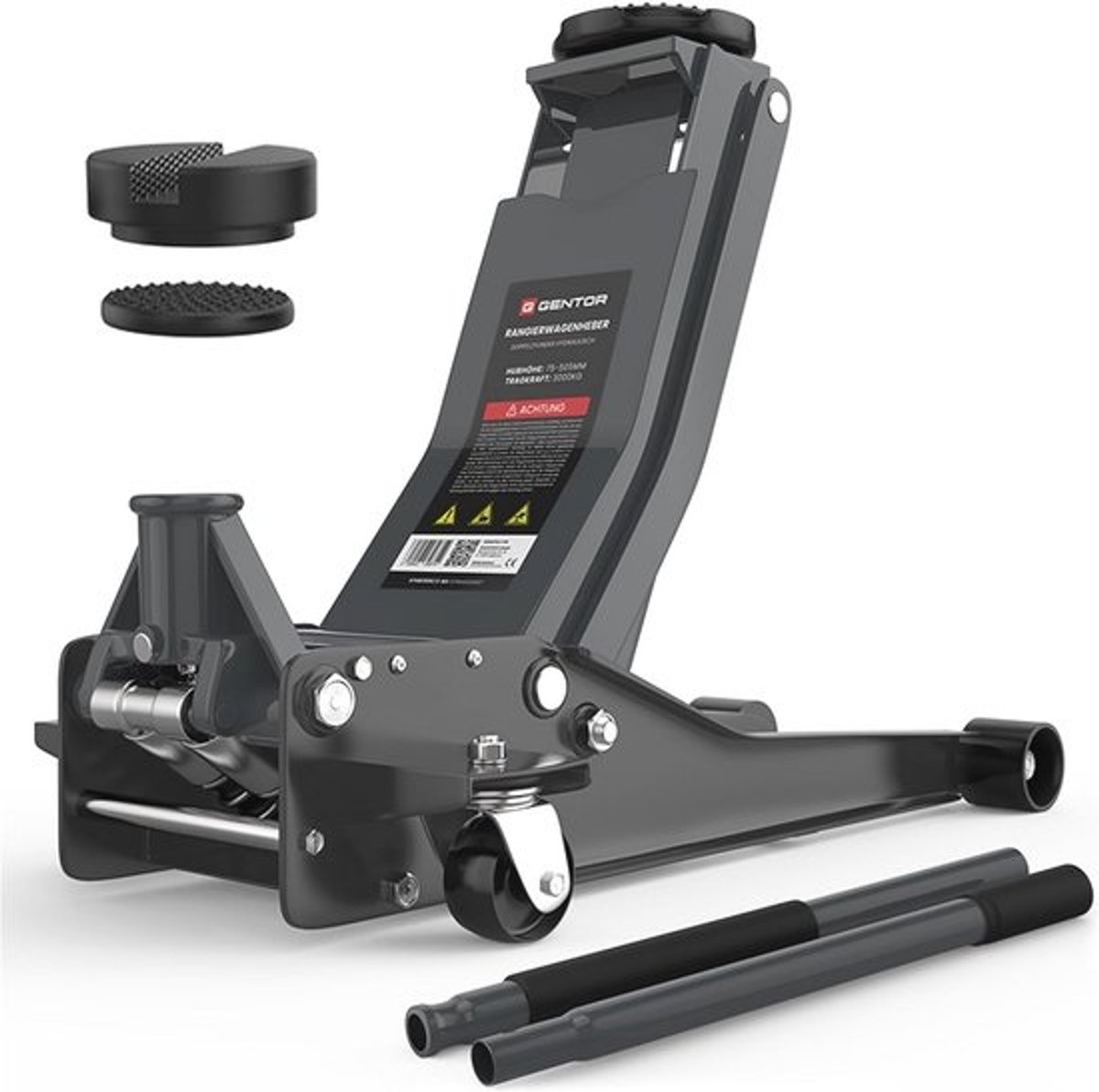 Hydraulische krik 3T - Professionele garagekrik met rubberen pads voor auto en SUV