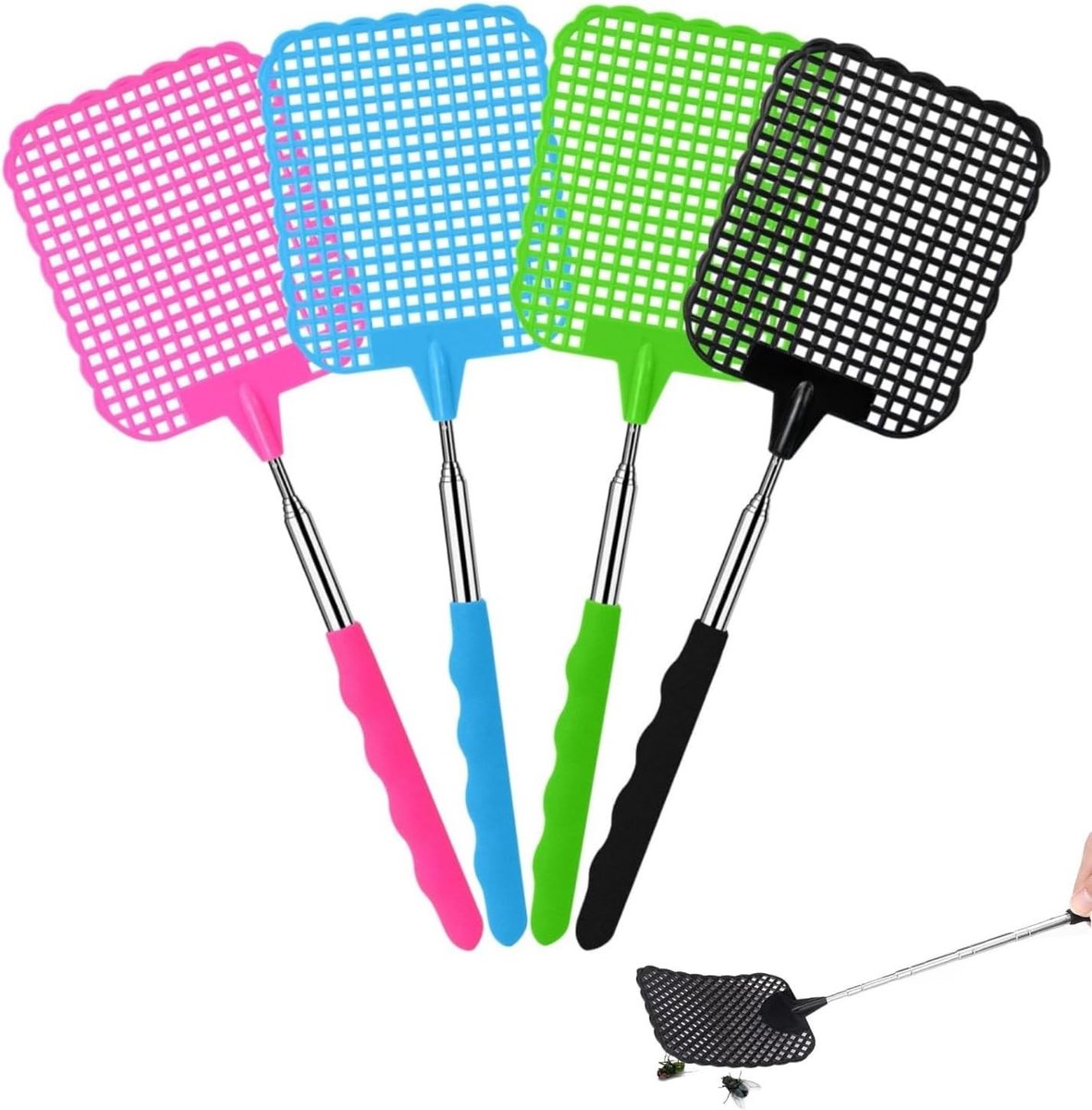 Elektronische Vliegenmepper - Groen - 72 cm - Uittrekbare Handgreep - Voor Thuis en Buiten