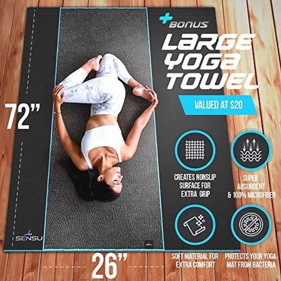 WERPOWER Sensu Large Yoga Mat - 6 x 4 inches x 9mm Extra Thick Exercise Mat for Yoga, Pilates, Stretching, Cardio Home Gym Floor, Non S — afbeelding 3
