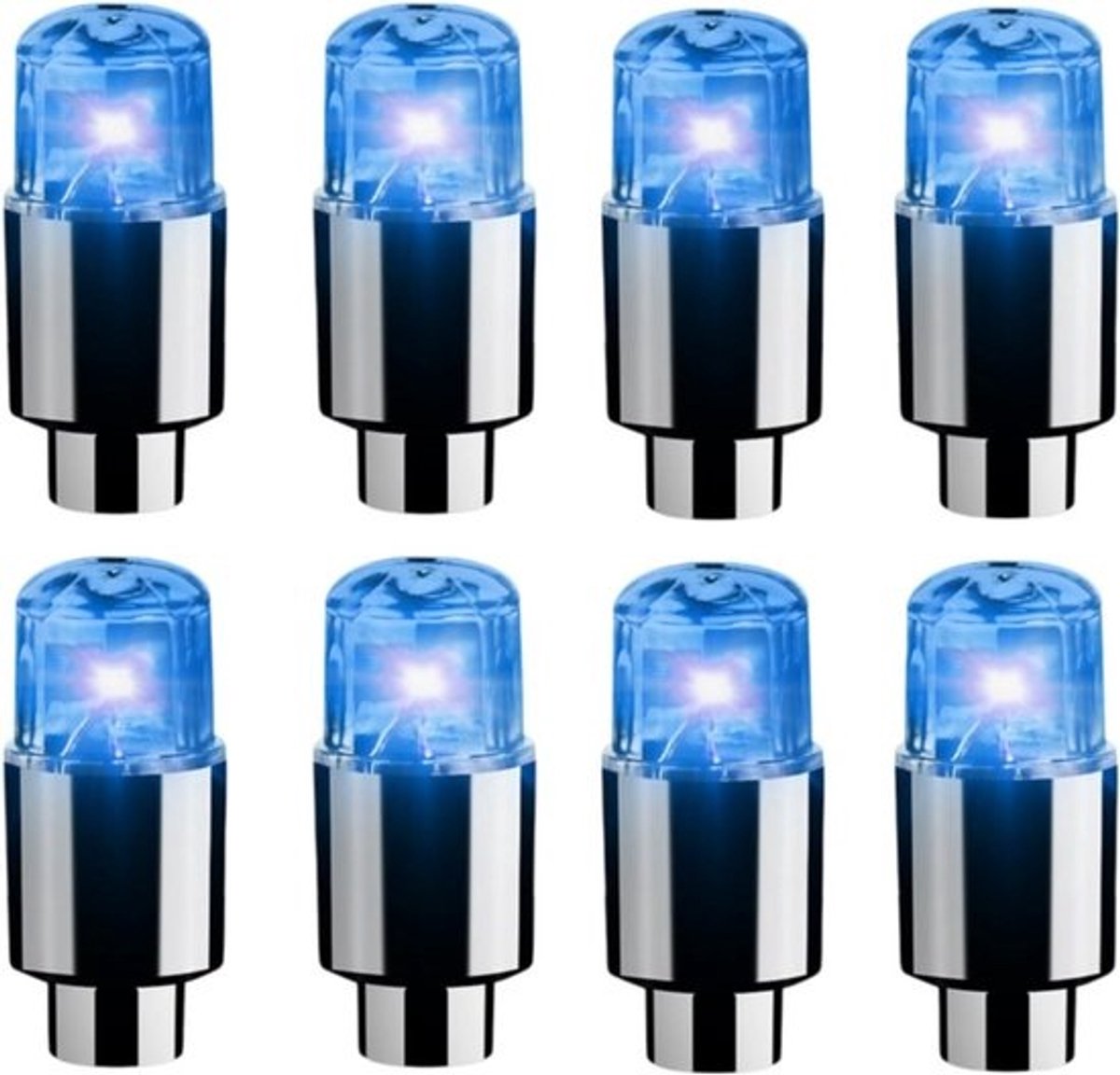 LED Ventieldoppen - Knipperlichten Wiel - Veiliger Rijden - Bewegingsgevoelig - 8 Stuks - Blauw