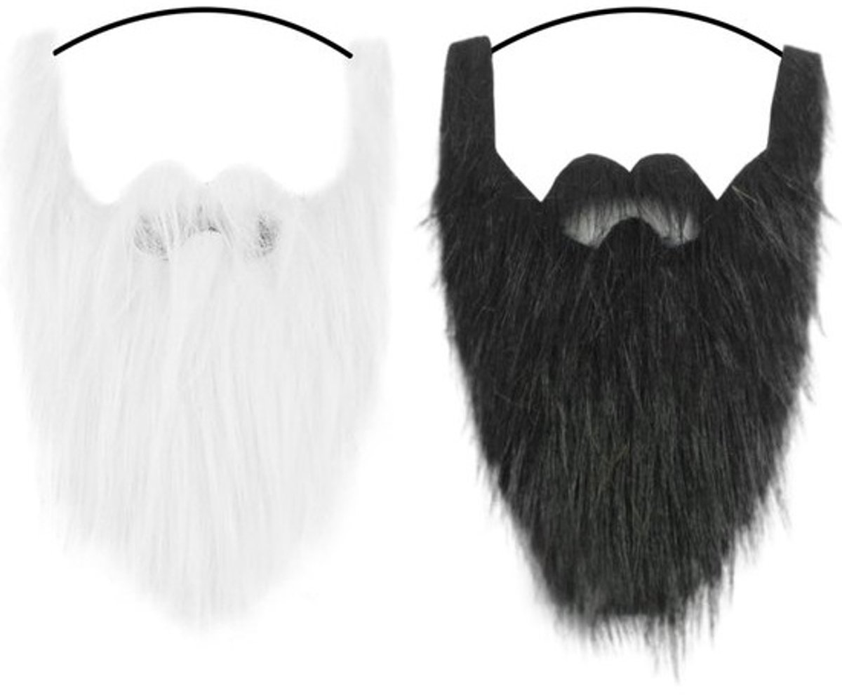 Kunstbaard 2 stuks - Realistisch Design - Zwart-Wit - Kostuum Accessoire