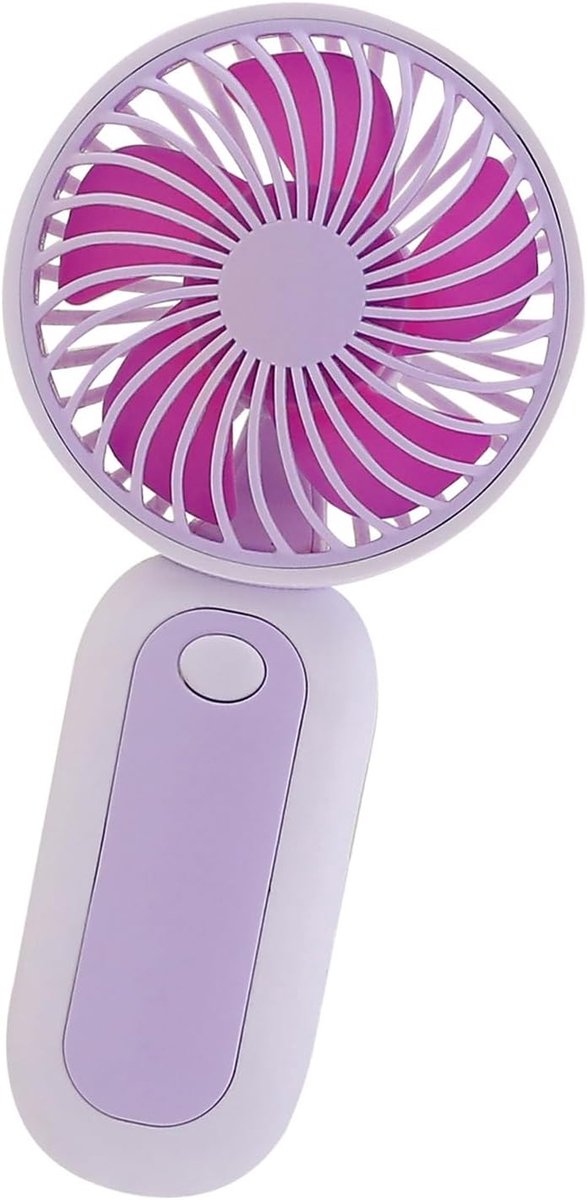 Draagbare miniventilator - Paars - Handventilator - Gemakkelijk vast te houden of in een tas te gooien - Stille werking - Ideaal voor reizen, kamperen of toeren - Mini, compact en schattig - Geschikt voor kinderen - Batterijen niet inbegrepen
