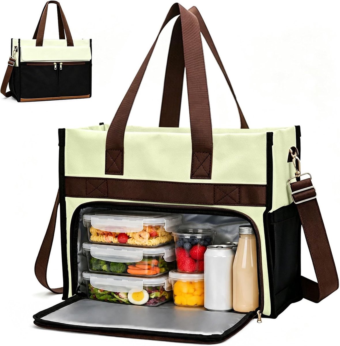 Lunchtas en werktas voor dames, geschikt voor laptops tot 15,6 inch, ideaal voor dagelijks gebruik