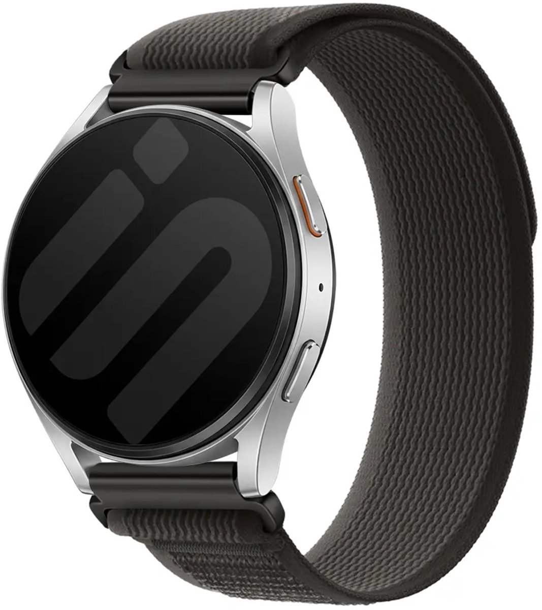 Strap-it Nylon Trail bandje geschikt voor Samsung Galaxy Watch 3 45mm / Watch 1 46mm / Gear S3 - Polar Vantage M3 / M2 / M / V3 / Polar Grit X / X Pro / X2 Pro - Huawei Watch GT 1/2/3/4 46mm/GT 5 (Pro) (46mm) (Zwart/Grijs)
