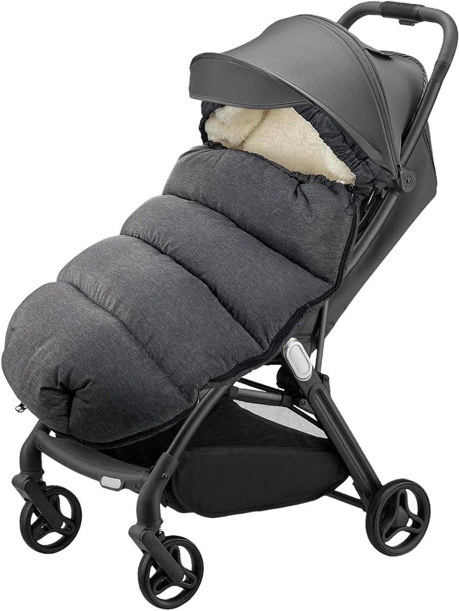 Baby Voetenzak - Kinderwagen Zak - Winterse Uitjes - Dubbellaags Ontwerp - 100 cm - Grijs