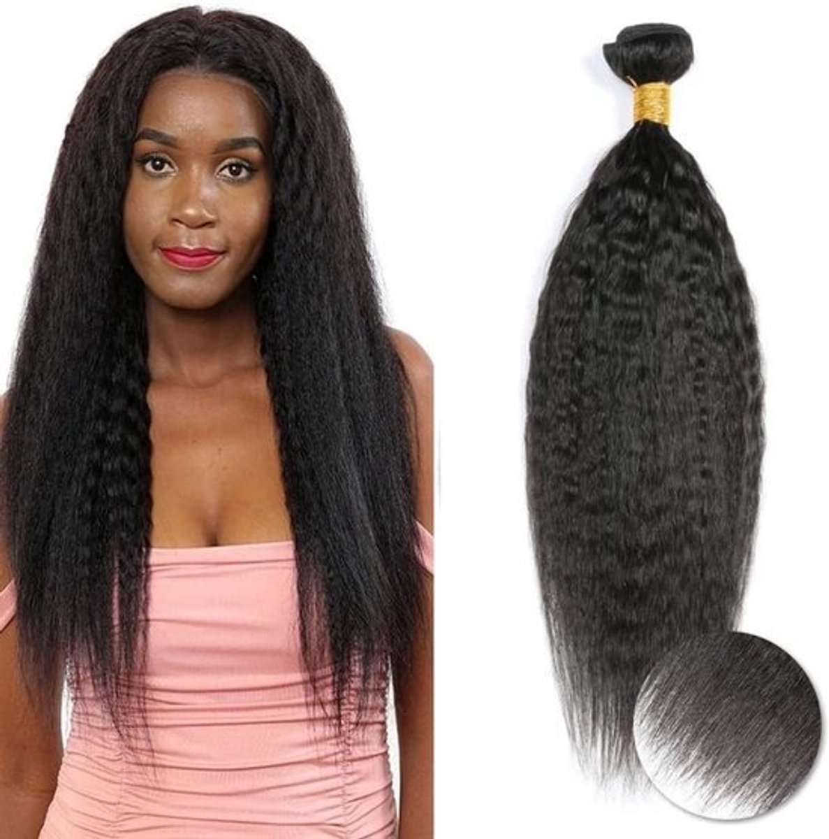 Braziliaanse Kinky Straight Menselijk Haar Bundels Natuurlijk Zwart