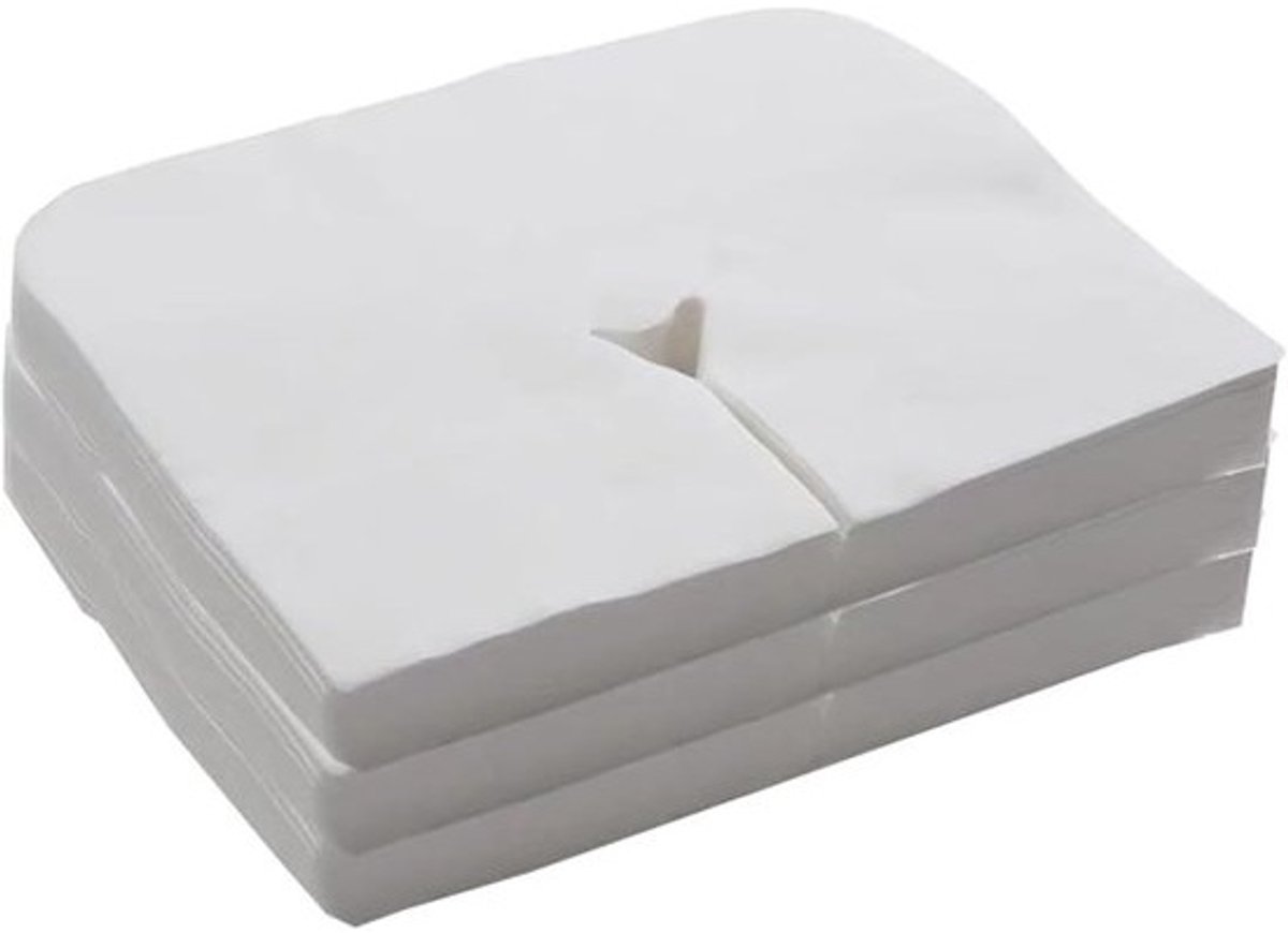 Gezichtsbedekking Massagetafel - Stoelhoezen - Hygiënisch Werken - Ademende stof - 100 stuks - Wit