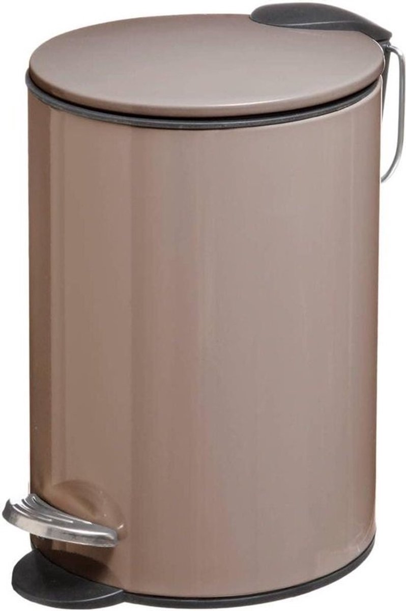 Afvalemmer Badkamer - Prullenbakje Klein - Hygiënisch Werken - Soft Close Systeem - 3 Liter - Taupe