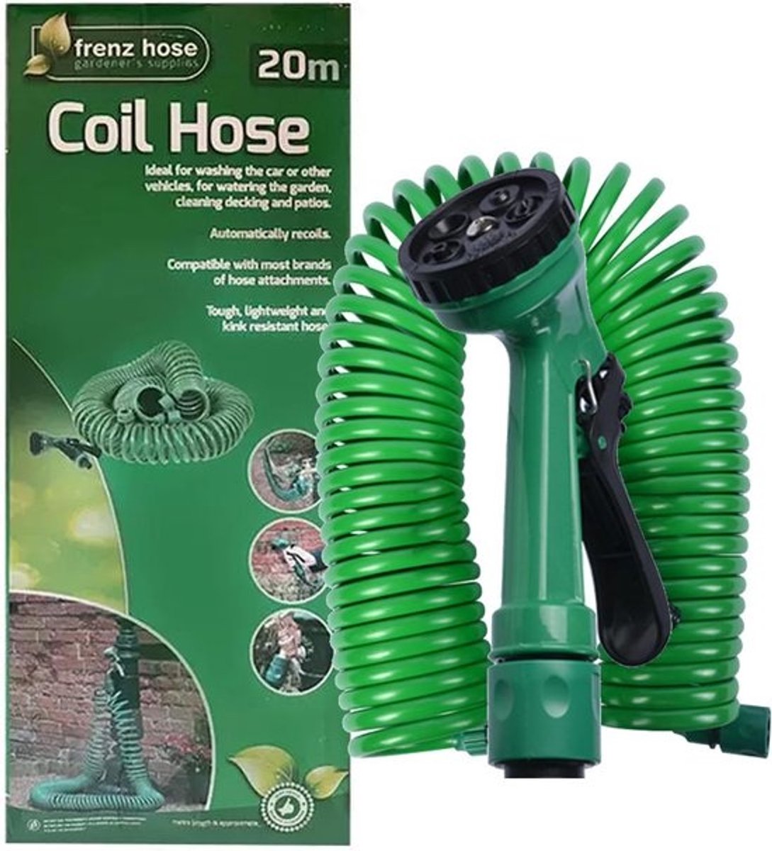 Spiraalslang Tuin - Flexibele waterslang - Tuinieren Auto wassen - Automatisch oprollend - 20 Meter