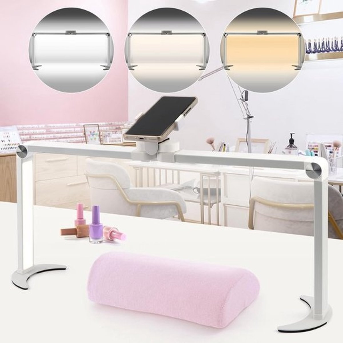 Professionele U-Vormige LED Nagellamp voor Bureau - 5 Modi Instelbare Helderheid en Kleurtemperatuur