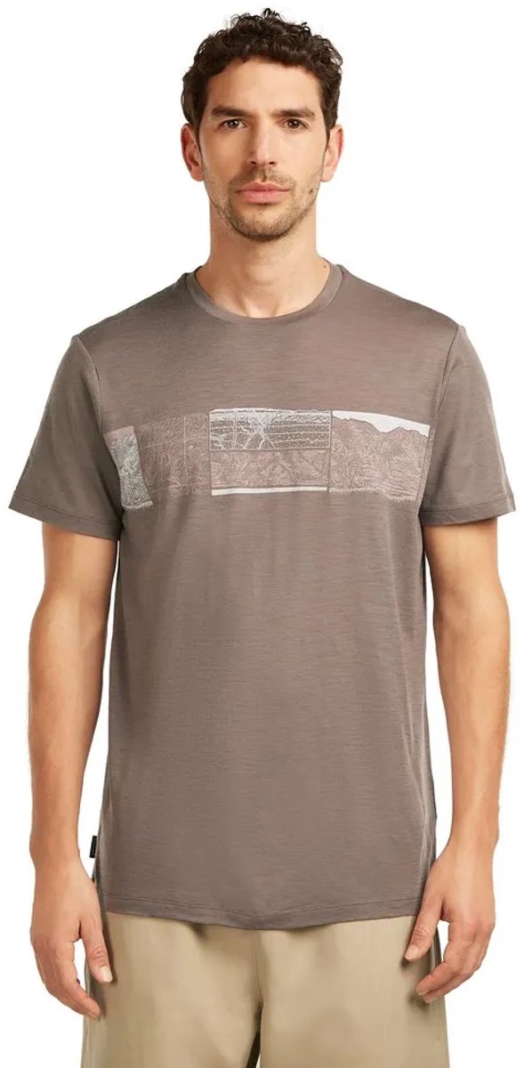 Icebreaker Merino 150 Tech Lite Elevation Line T-shirt Met Korte Mouwen Bruin S Man