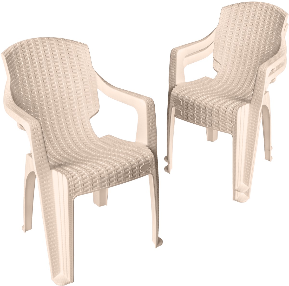 Garronda 3 Tuinstoelen Stapelbaar met Rotanlook GD-0254 Beige
