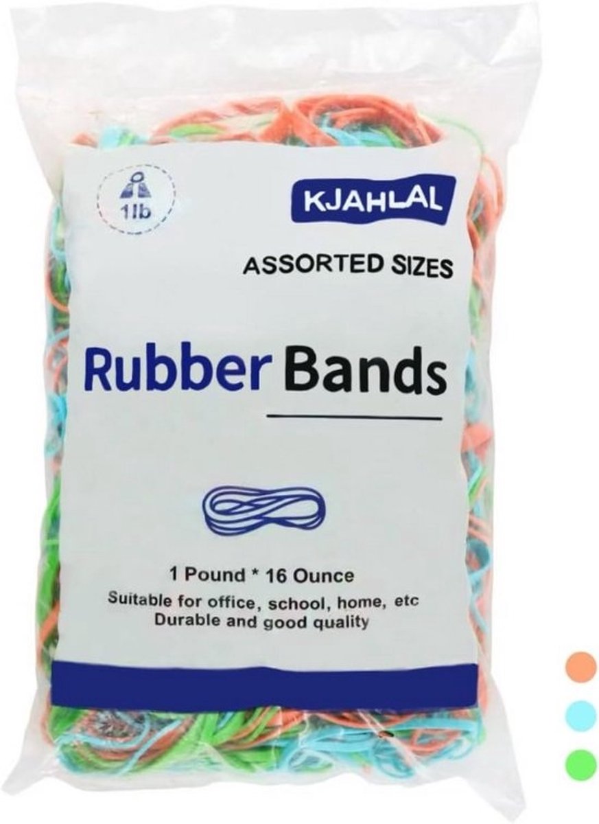 Diverse Rubber Bands in Assorted Sizes en Kleuren - 1 Pond