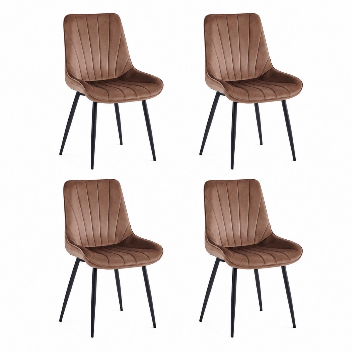 Colenis Lesedi Eetkamerstoel - Set Van 6 - Bruin - Fluweel - Velvet - Industrieel
