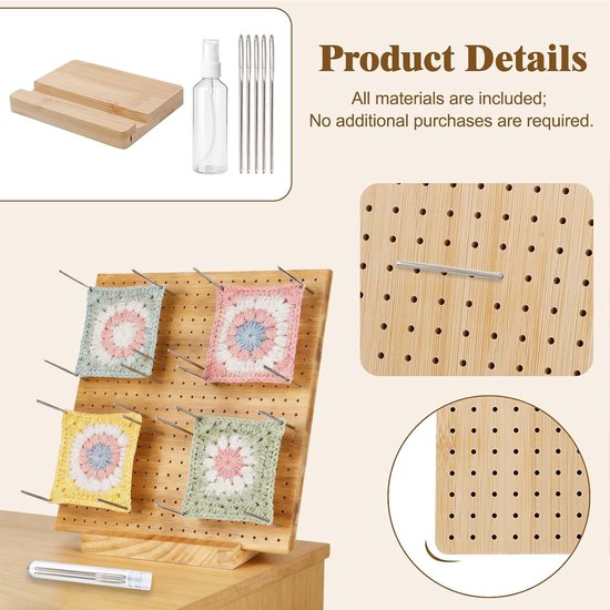 28 cm Granny Square Spanner, bamboe spanplank voor haken, breien en handwerkprojecten — afbeelding 2