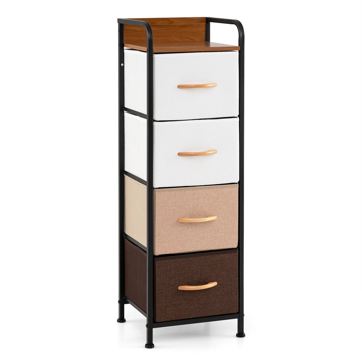 SureDeal® - Dressoir - Commode - Stoffen Lades Ladeblok - Metalen Houten Handgrepen - Verhoogde Rand Opbergkast - 31x28,5x99,5 cm - Koffiebruin