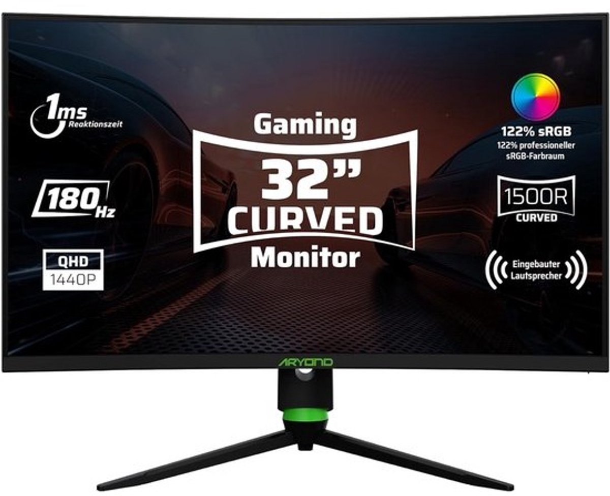 32 inch Gebogen QHD Gaming Monitor - 180Hz, 1ms Reactietijd, HDR 10, FreeSync/G-Sync Compatibel