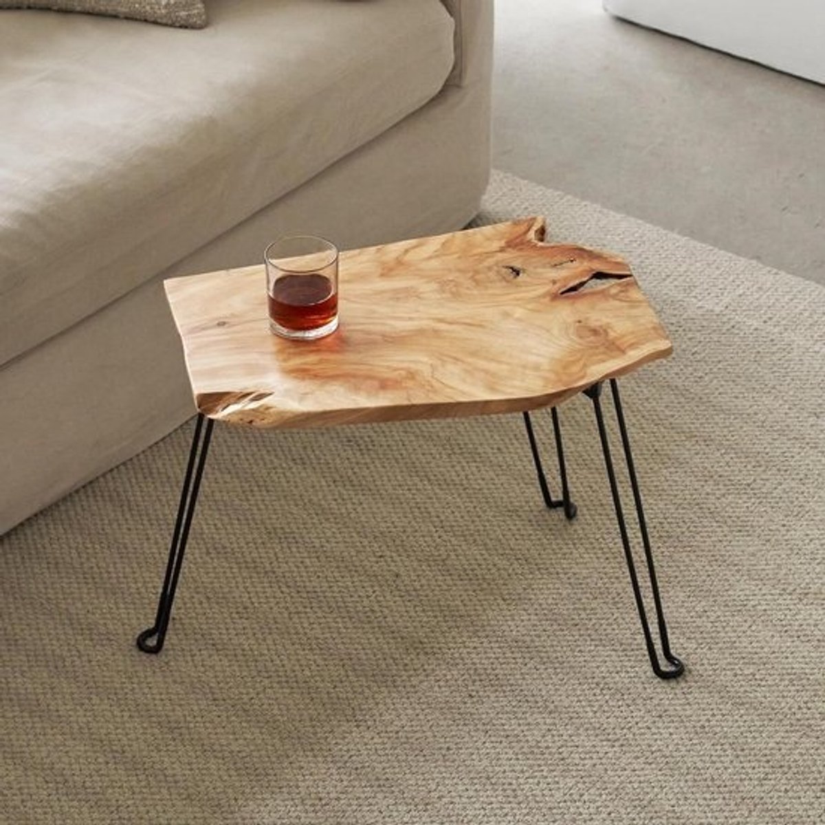 Opvouwbare Tafel - Houten Blad - Buiten Gebruik - Natuurlijke Houtrand - Lichtgewicht - Natuurlijk