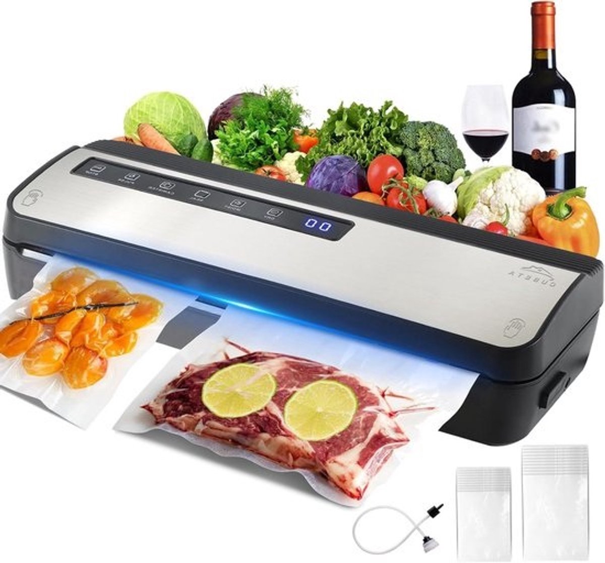 Vacuüm Sealer - Voedsel Sealer - Voedsel Bewaren - 8-in-1 Functies - 20 Zakken - Zilver