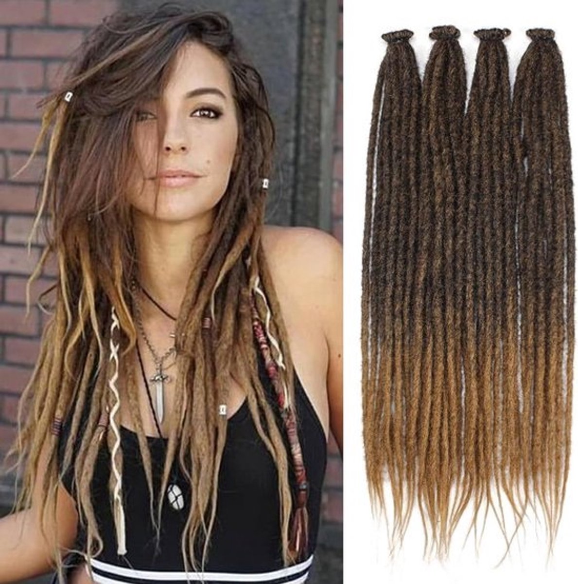 Synthetische Ombre Dreadlocks Extensions 18 Strands - Handgemaakte Hippie Dreads